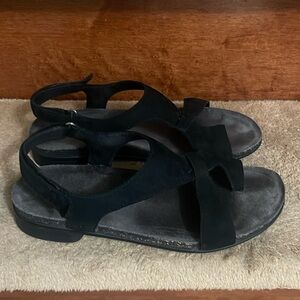 MUNRO Womens Meghan Black Nubuck Sandals Shoes 10M